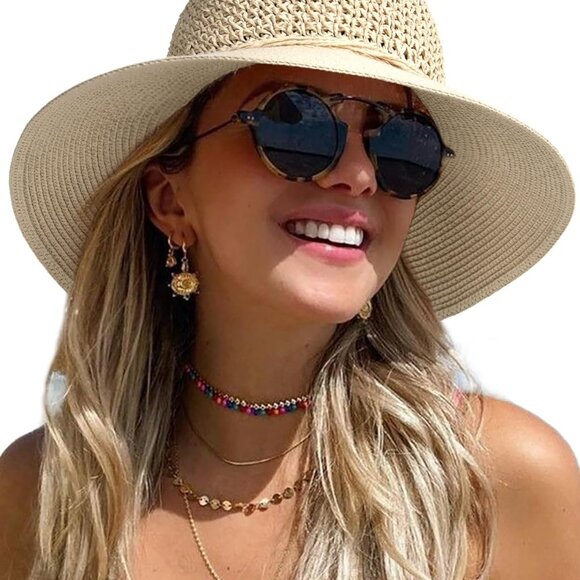 Beach Hats for Women Summer Straw Sun Hat Wide Brim Crochet Hats